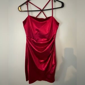Windsor Strapless Red Satin Dress